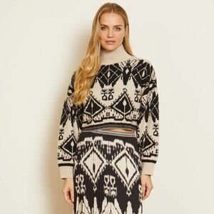Caballero Cropped Maeva Ikat Tapestry Sweater -- Size XS